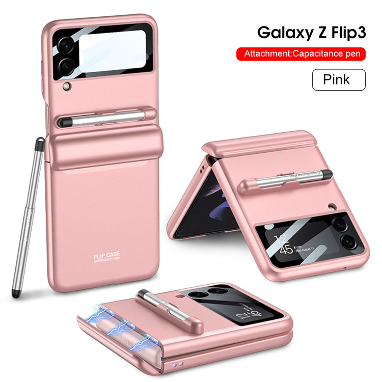 Samsung Galaxy Z Flip3 case, foldable phone case, magnetic phone cover, stylus phone case, protective phone case, slim phone case, Galaxy Z Flip3 accessories, magnetic mount compatible case, anti-slip grip case, premium phone case, ergonomic phone cover