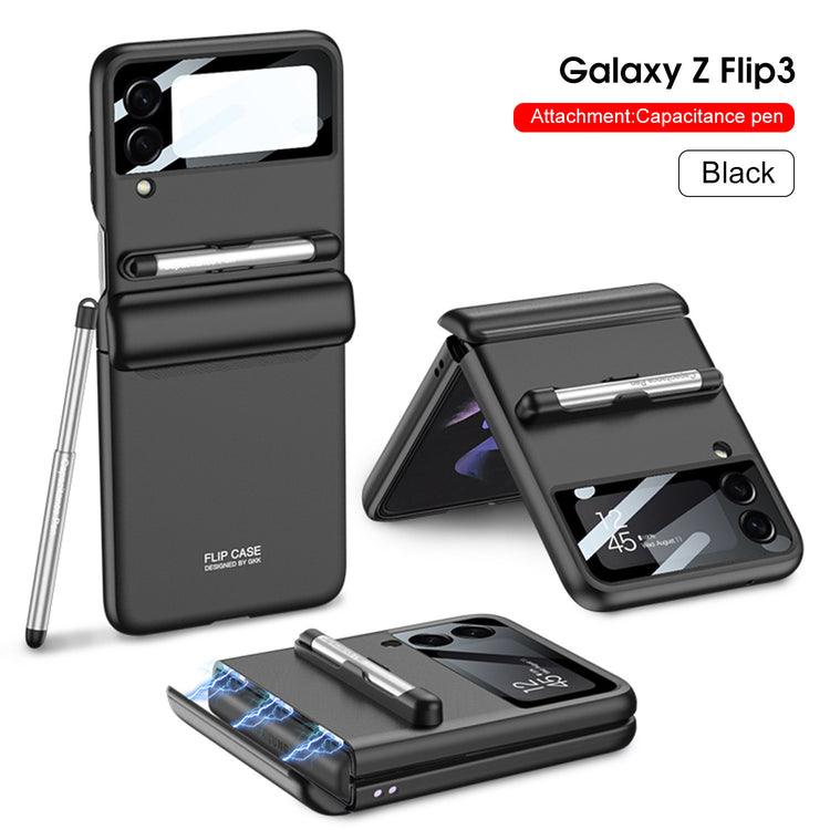 Samsung Galaxy Z Flip3 case, foldable phone case, magnetic phone cover, stylus phone case, protective phone case, slim phone case, Galaxy Z Flip3 accessories, magnetic mount compatible case, anti-slip grip case, premium phone case, ergonomic phone cover