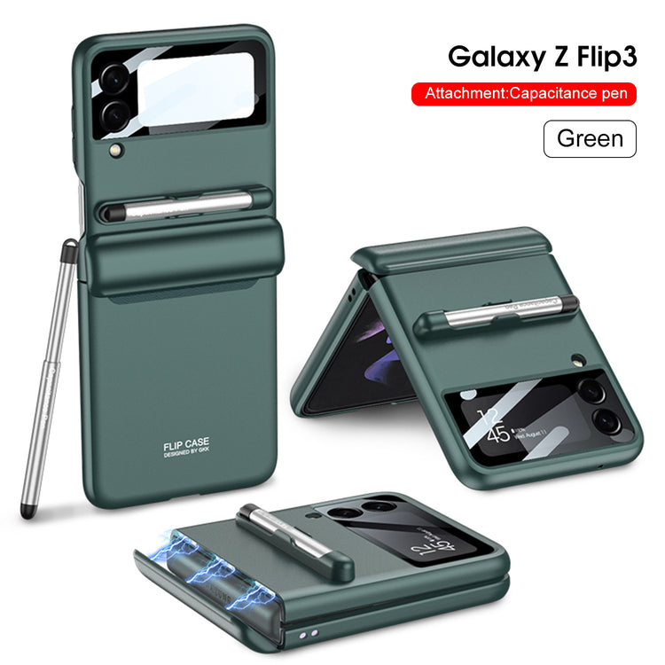 Samsung Galaxy Z Flip3 case, foldable phone case, magnetic phone cover, stylus phone case, protective phone case, slim phone case, Galaxy Z Flip3 accessories, magnetic mount compatible case, anti-slip grip case, premium phone case, ergonomic phone cover