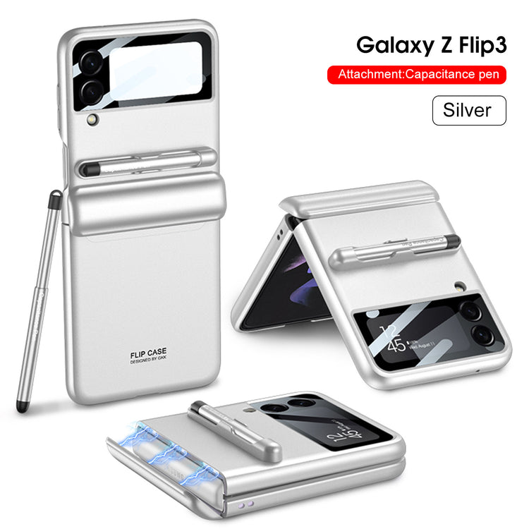 Samsung Galaxy Z Flip3 case, foldable phone case, magnetic phone cover, stylus phone case, protective phone case, slim phone case, Galaxy Z Flip3 accessories, magnetic mount compatible case, anti-slip grip case, premium phone case, ergonomic phone cover