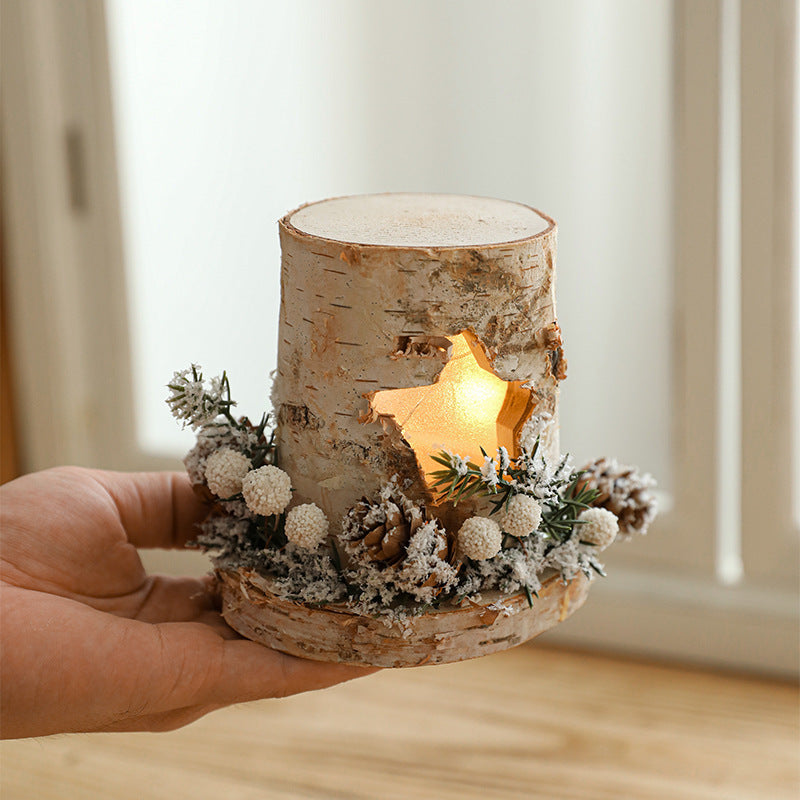 Christmas Wooden Tree House Desk Lamp with LED Light