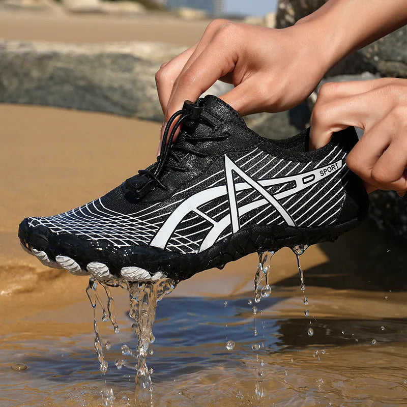 Elastic Lock Laces Mesh Breathable Hike Footwear shown in action, showcasing lightweight and water-resistant features.