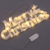 Merry Christmas letter lights with warm LED glow for festive holiday decor.