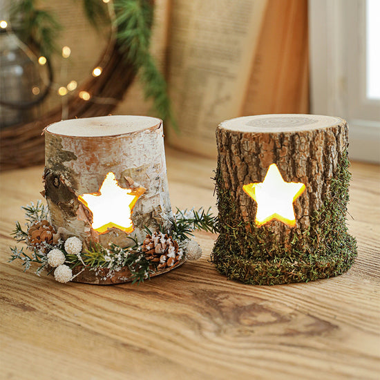 Christmas Wooden Tree House Desk Lamp with LED Light