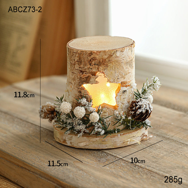 Christmas Wooden Tree House Desk Lamp with LED Light